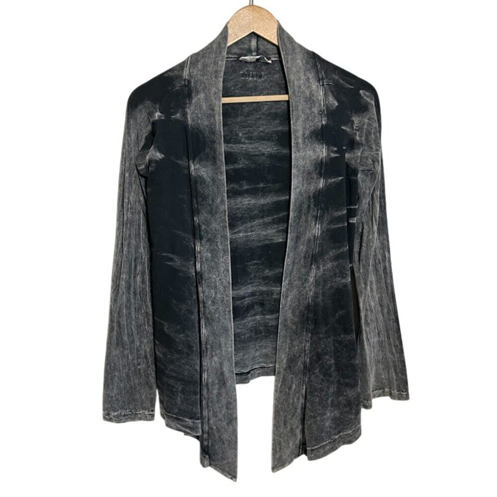 Hard Tail Forever Mineral Wash Open Front Cardigan Jacket Black Grey Small USA